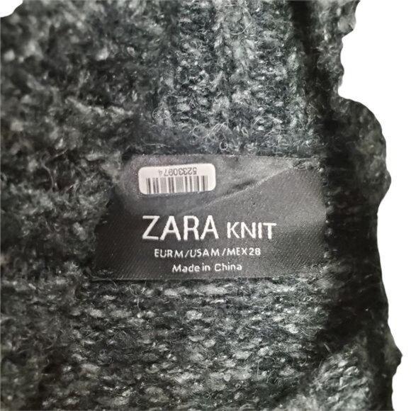 ZARA KNIT Women Tunic Sweater SZ M Wool Heather Gray Turtleneck Soft Stretchy - Picture 4 of 10